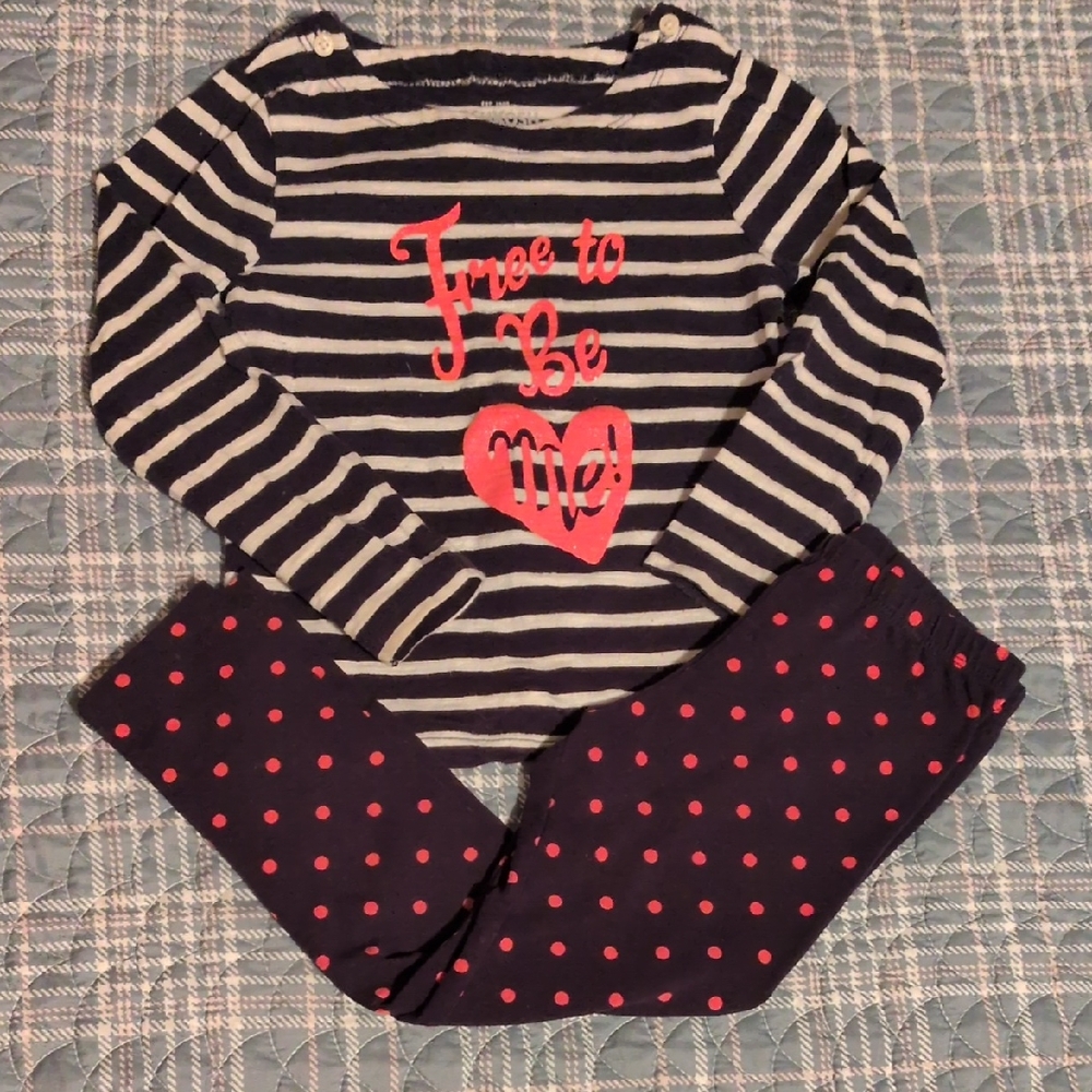 OshKosh B'gosh Striped and Polka Dot Outfit With Coral Accents